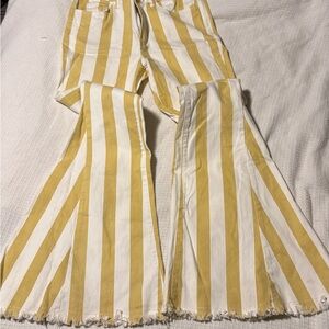 Striped Yellow and White Flare Jeans